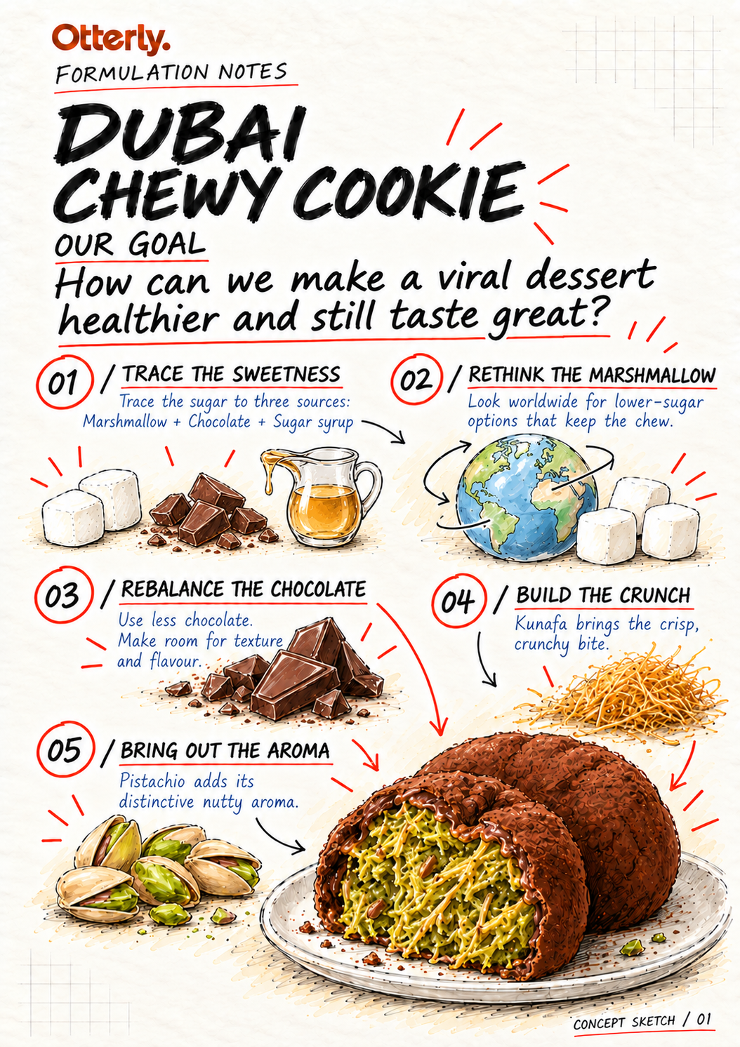 Dubai Chewy Cookie — illustrated formulation notes