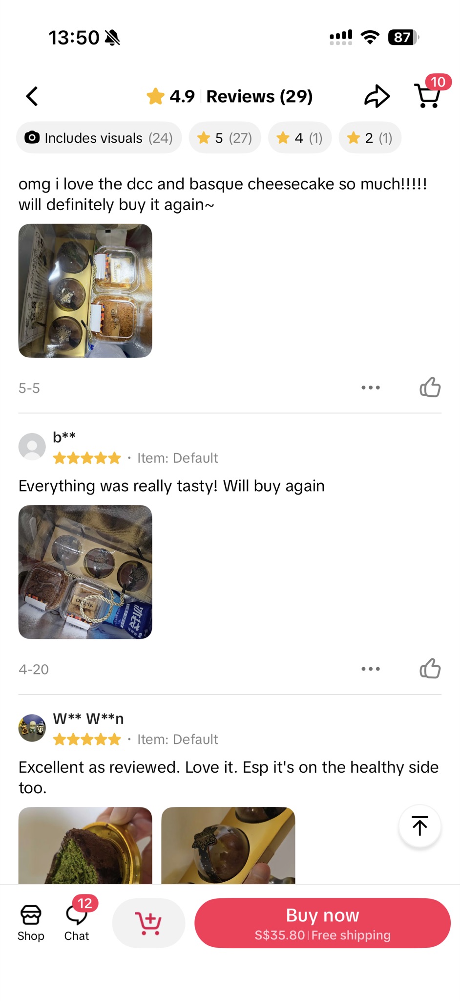 Customer photo: Dessert selection